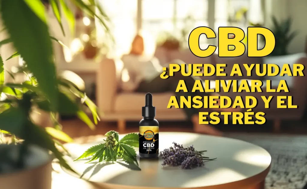 A person relaxing in a calm environment with CBD oil on the table, an image representing the use of cannabidiol to relieve stress and anxiety.