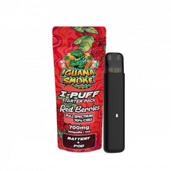 CBD Vape I-Puff Red Berries 1ml 700mg pronto a usar com bateria recarregável