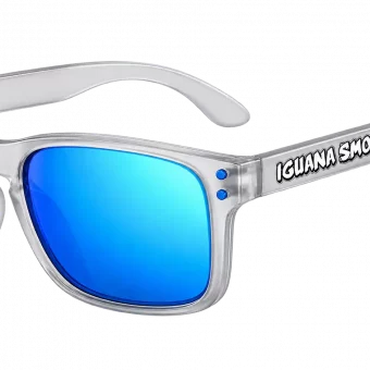 Gafas de sol Iguana Smoke transparentes con lentes espejo azules y logo blanco