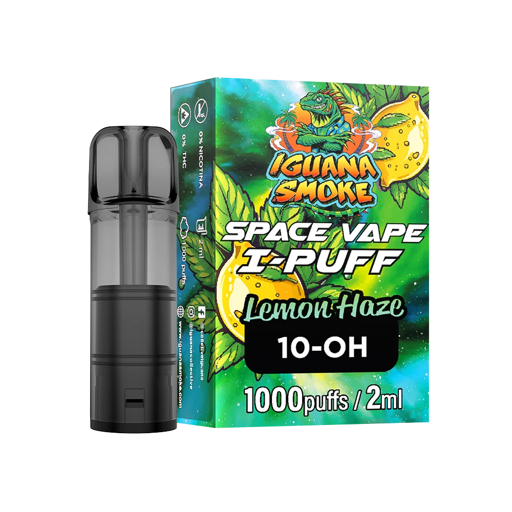 Space Vape I-PUFF lemon haze 10oh izq con capsula